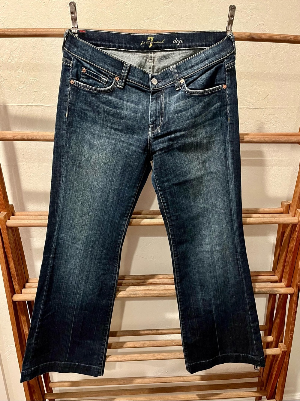 7 For All Mankind Dojo Trouser Dark Blue Bootcut Jeans - Picture 4 of 11